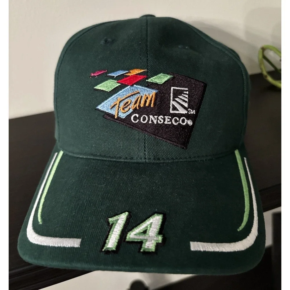 Vtg Nascar AJ Foyt Racing #14 Team‎ Conseco Racing Hat Nascar Green 100% Cotton